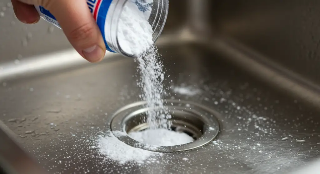 Baking soda in the drain, the solution to many kitchen problems
